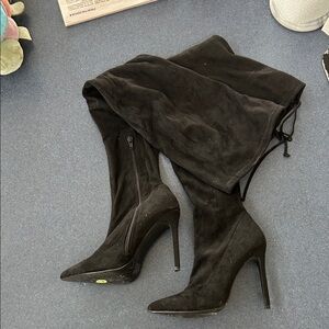 Black Over-the-Knee Stiletto Boots - Women